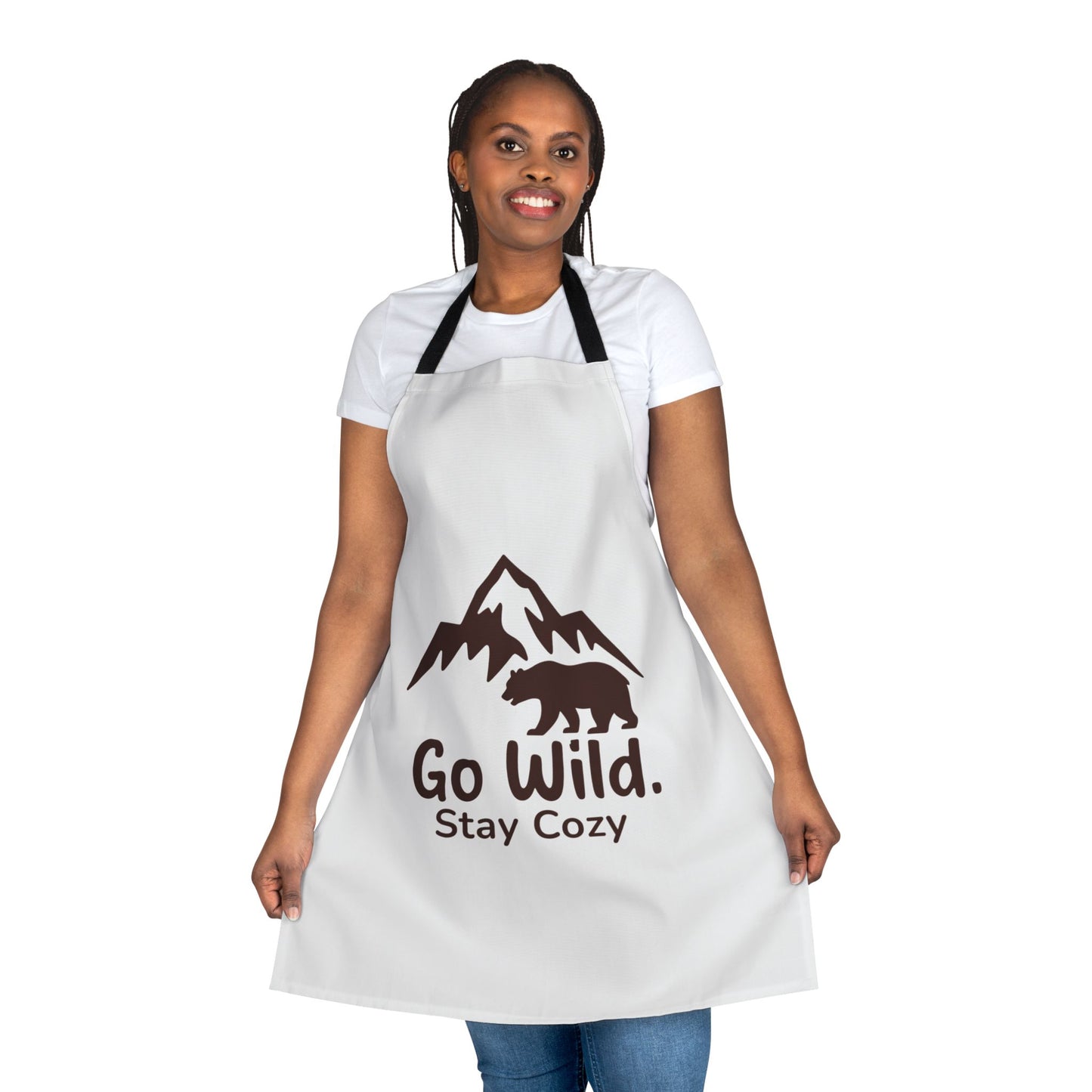 Go Wild Stay Cozy Apron — Mountain & Bear Cooking Apron for Outdoor Lovers