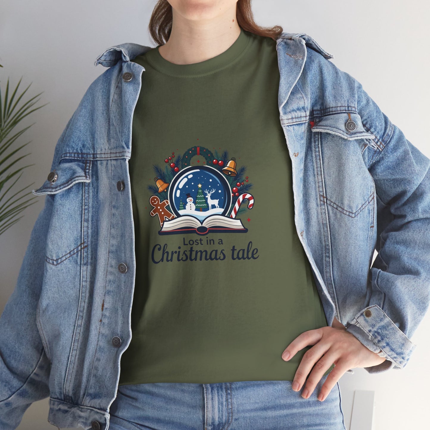 Christmas Tee — "Lost in a Christmas Tale" Snow Globe Graphic Shirt