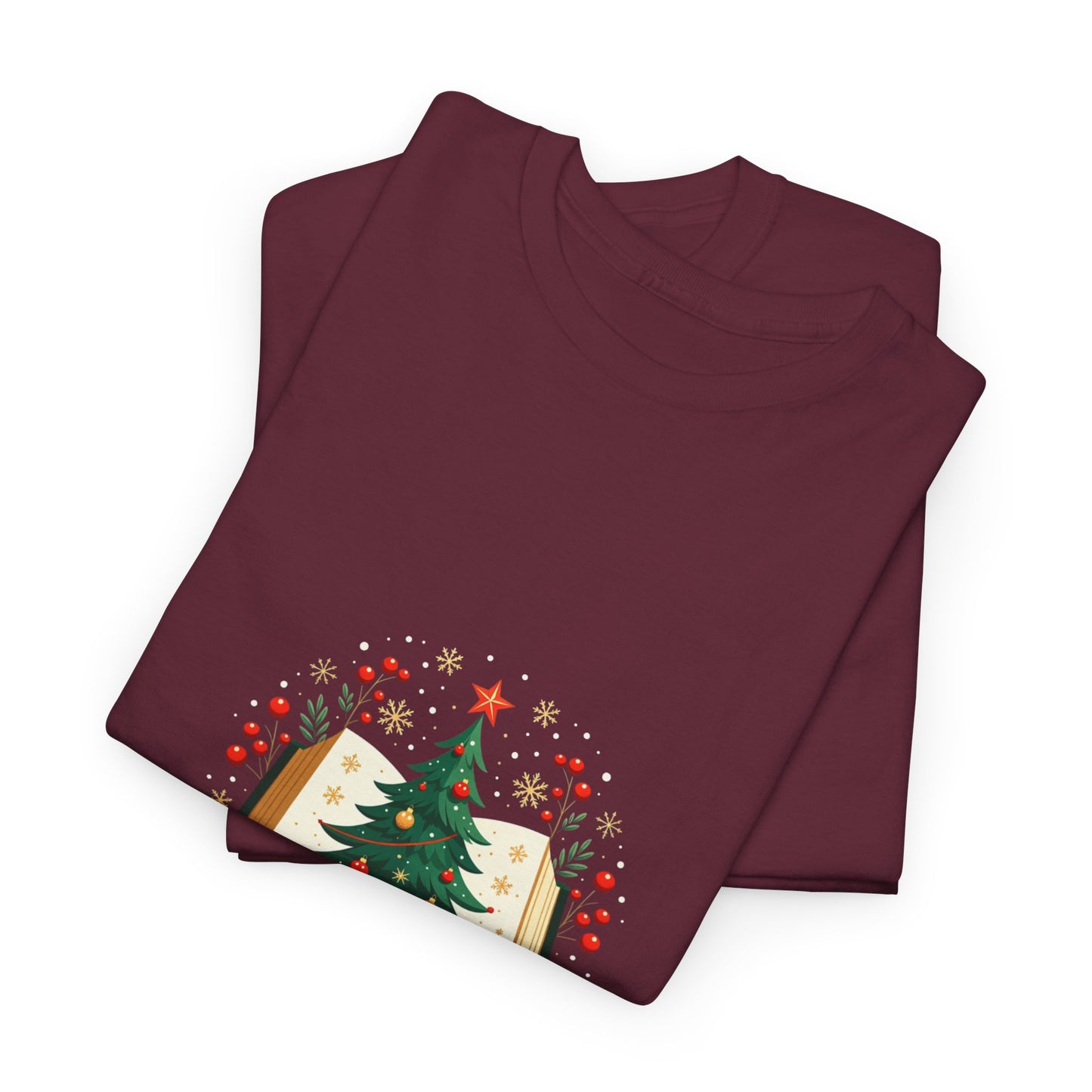 Christmas Tale T-Shirt — "Lost in a Christmas Tale" Illustrated Tree Book Tee