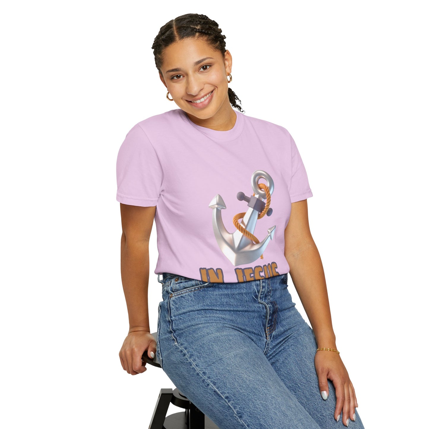 Faith-Inspired Unisex Garment-Dyed T-Shirt | 'In Jesus' Anchor Design