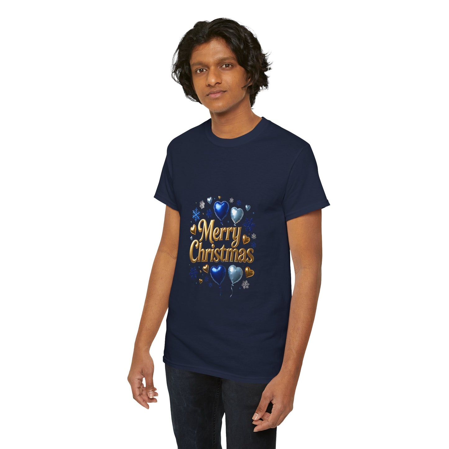 Merry Christmas Blue Hearts T-Shirt