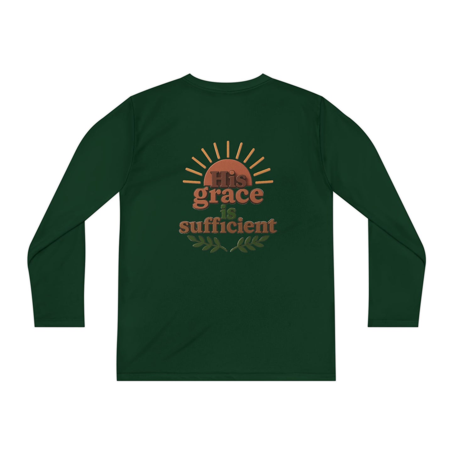 Youth Long Sleeve Tee - 'His Grace is Sufficient' Inspirational Shirt