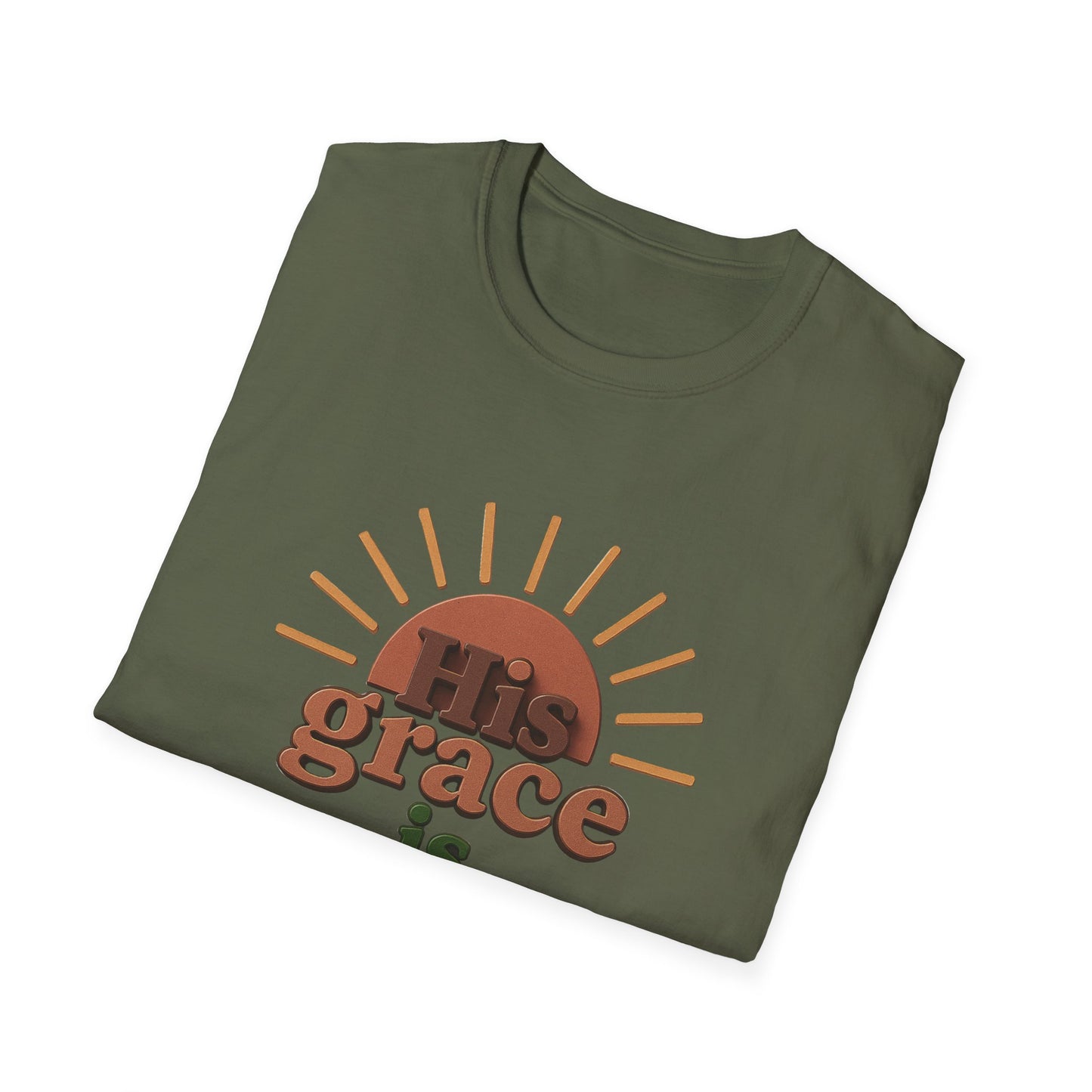 Inspirational Quote T-Shirt: 'His Grace is Sufficient' Unisex Softstyle Tee