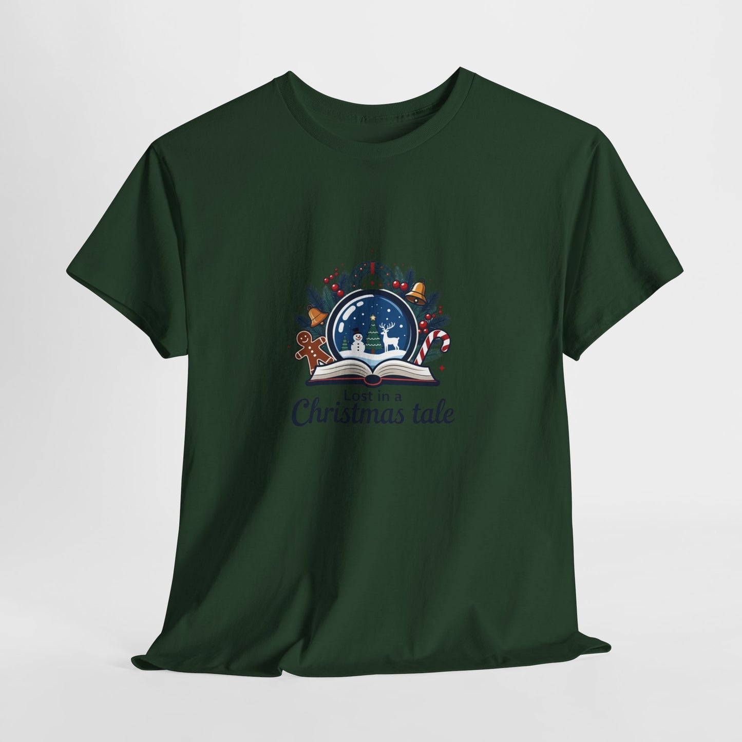 Christmas Tee — "Lost in a Christmas Tale" Snow Globe Graphic Shirt