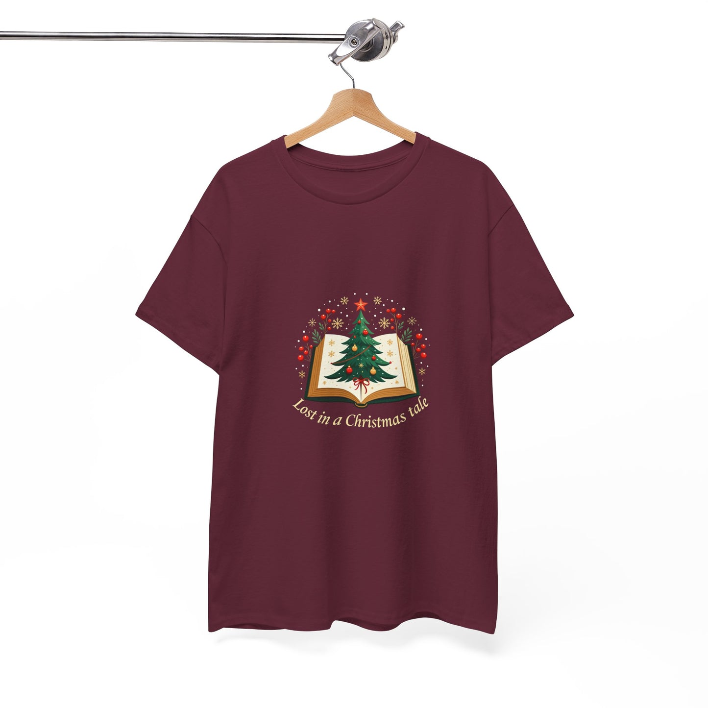 Christmas Tale T-Shirt — "Lost in a Christmas Tale" Illustrated Tree Book Tee