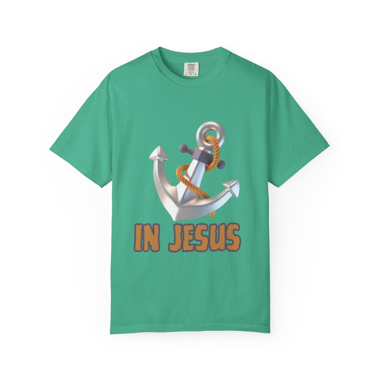 Faith-Inspired Unisex Garment-Dyed T-Shirt | 'In Jesus' Anchor Design