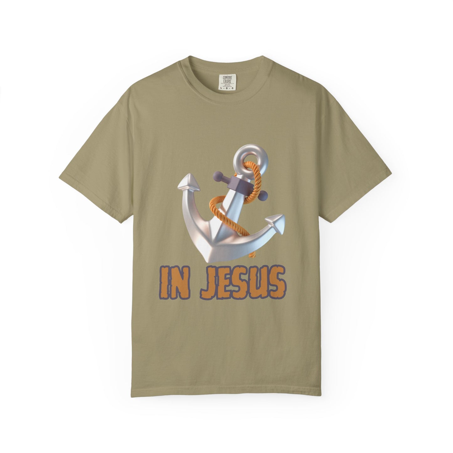 Faith-Inspired Unisex Garment-Dyed T-Shirt | 'In Jesus' Anchor Design