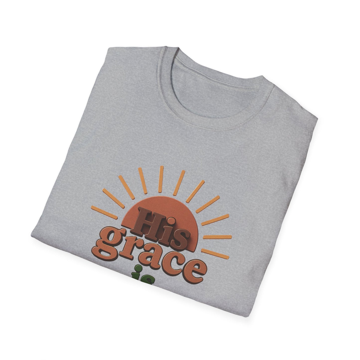 Inspirational Quote T-Shirt: 'His Grace is Sufficient' Unisex Softstyle Tee