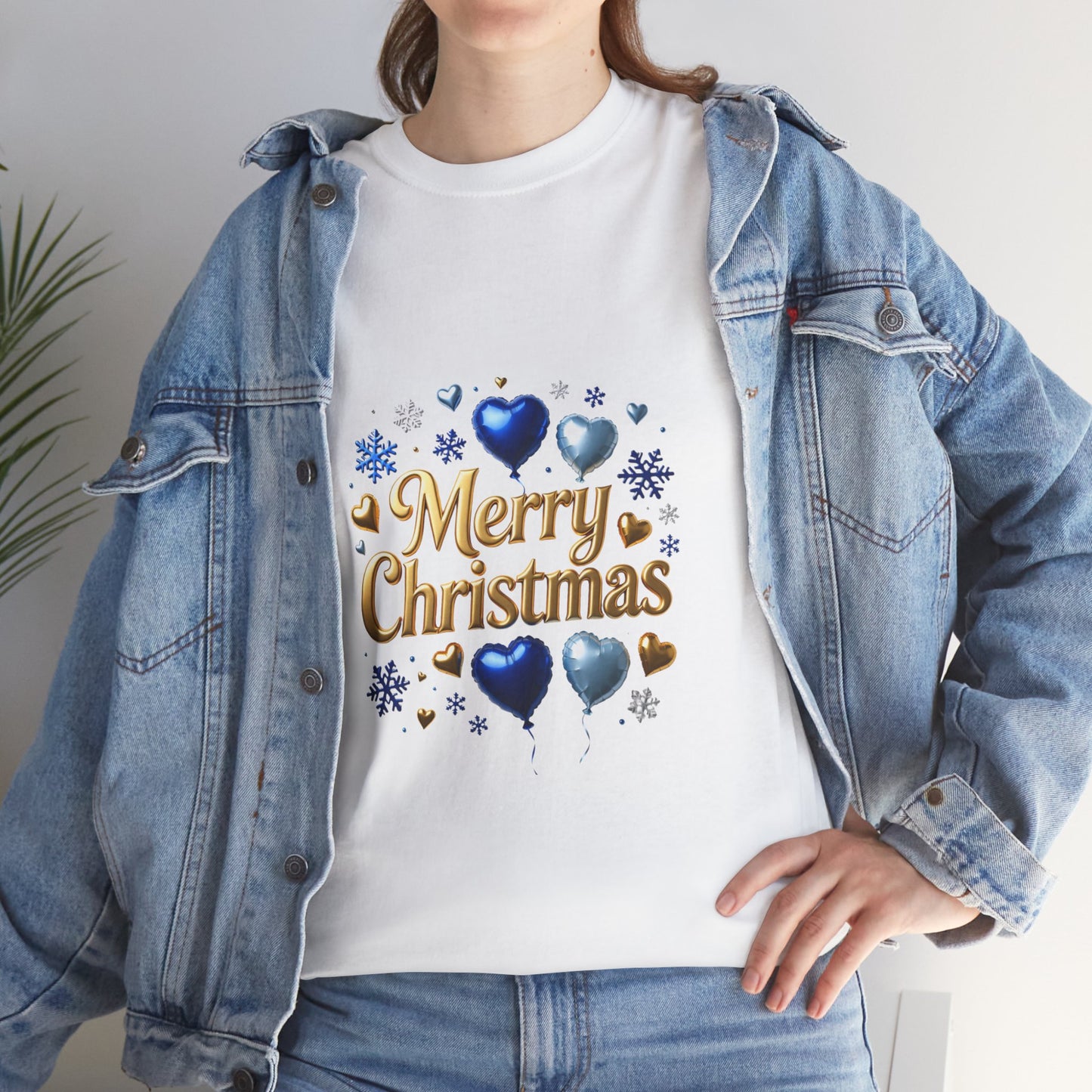 Merry Christmas Blue Hearts T-Shirt