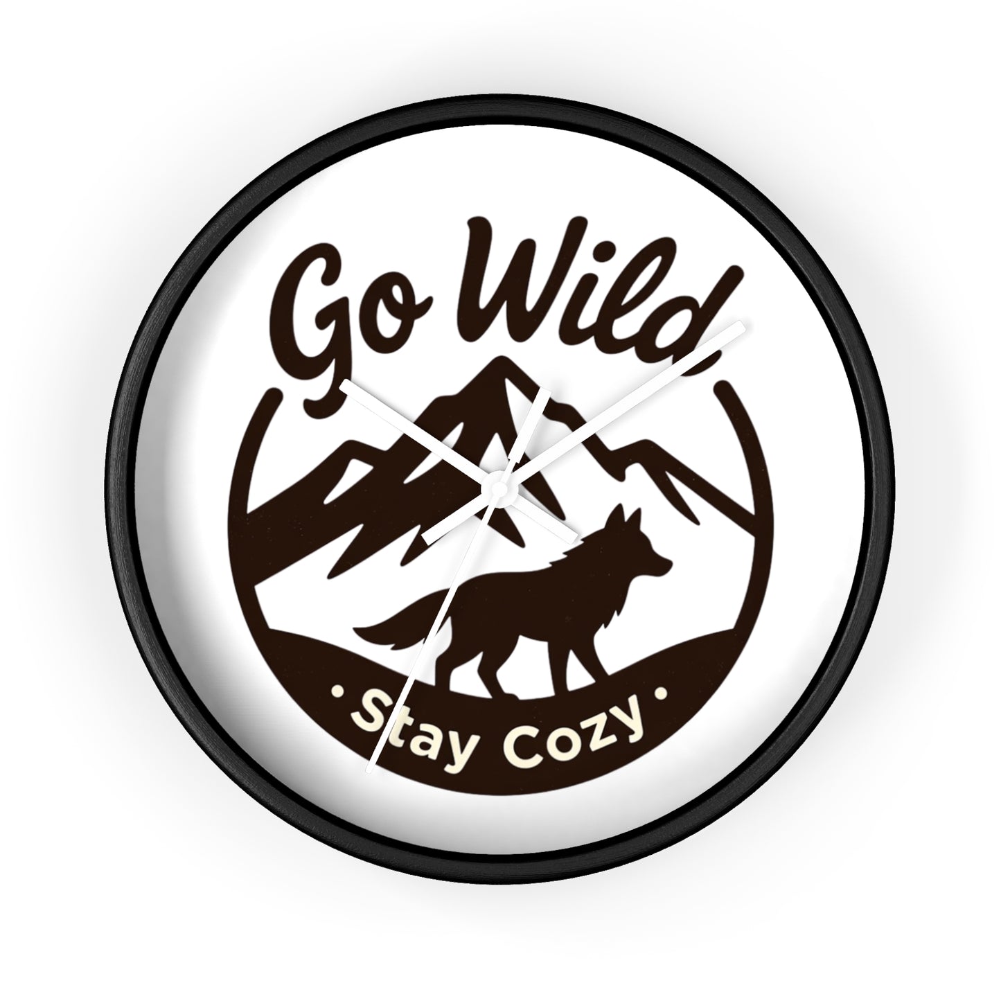 Go Wild Stay Cozy Wall Clock — Rustic Mountain Fox Decor