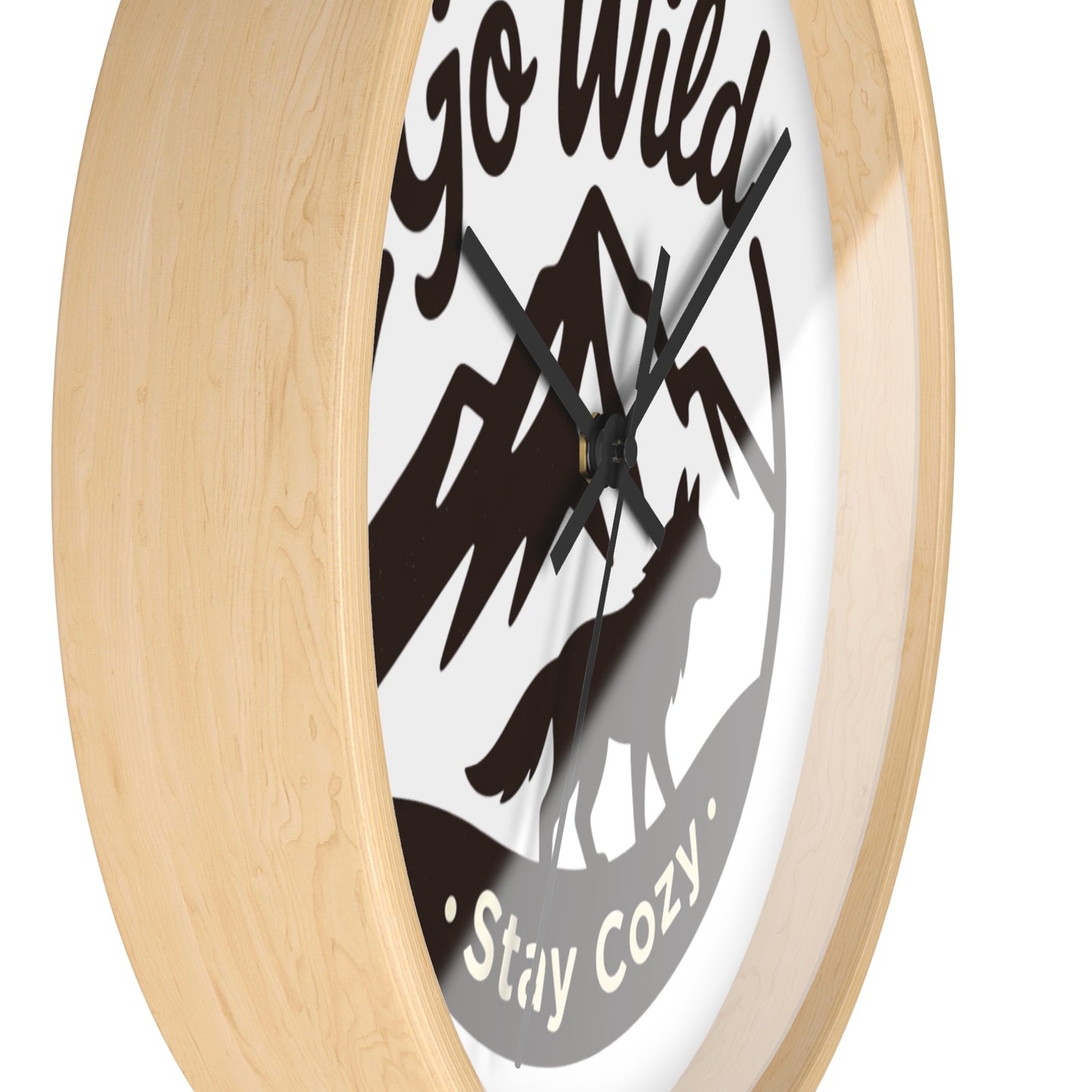 Go Wild Stay Cozy Wall Clock — Rustic Mountain Fox Decor