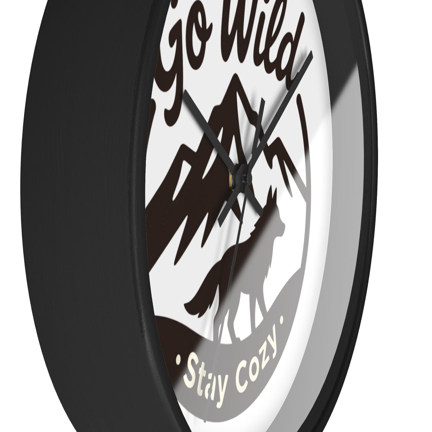 Go Wild Stay Cozy Wall Clock — Rustic Mountain Fox Decor