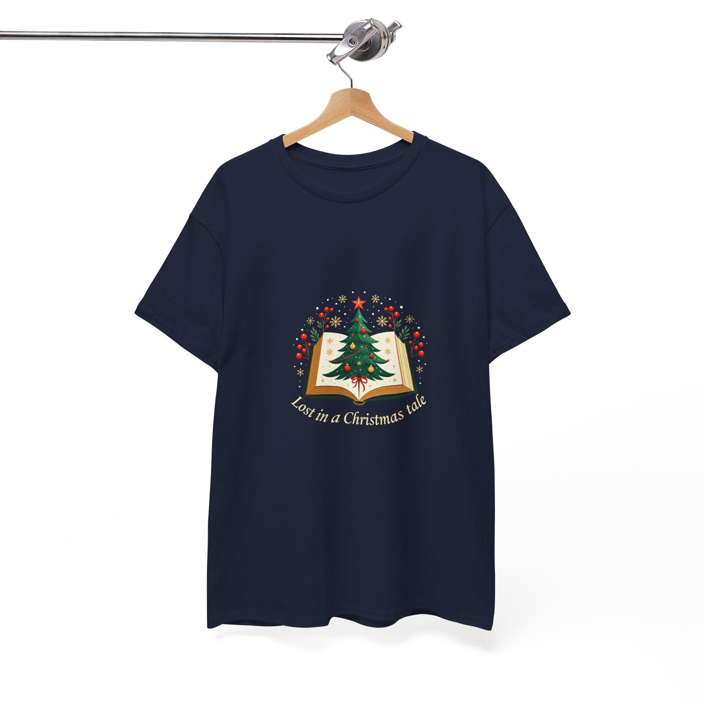 Christmas Tale T-Shirt — "Lost in a Christmas Tale" Illustrated Tree Book Tee