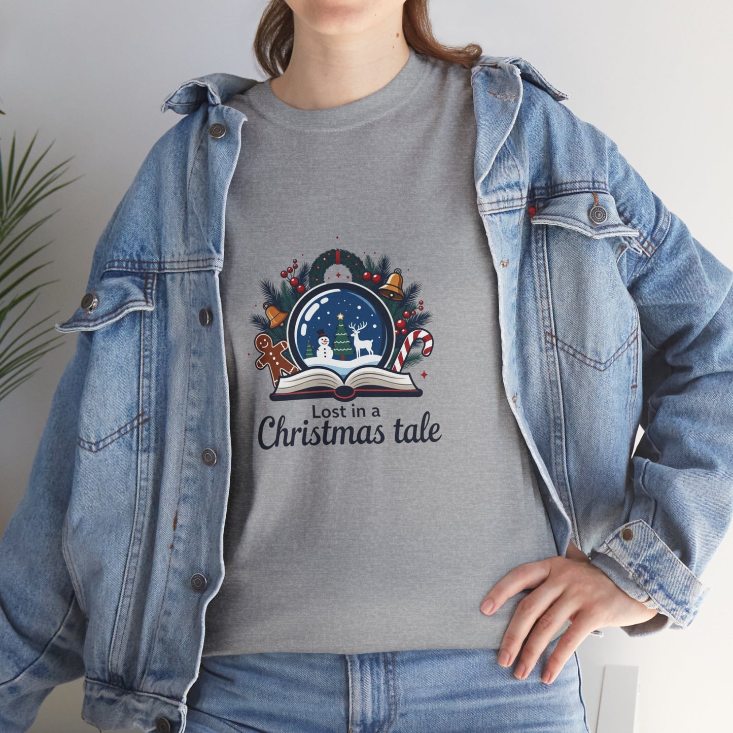 Christmas Tee — "Lost in a Christmas Tale" Snow Globe Graphic Shirt