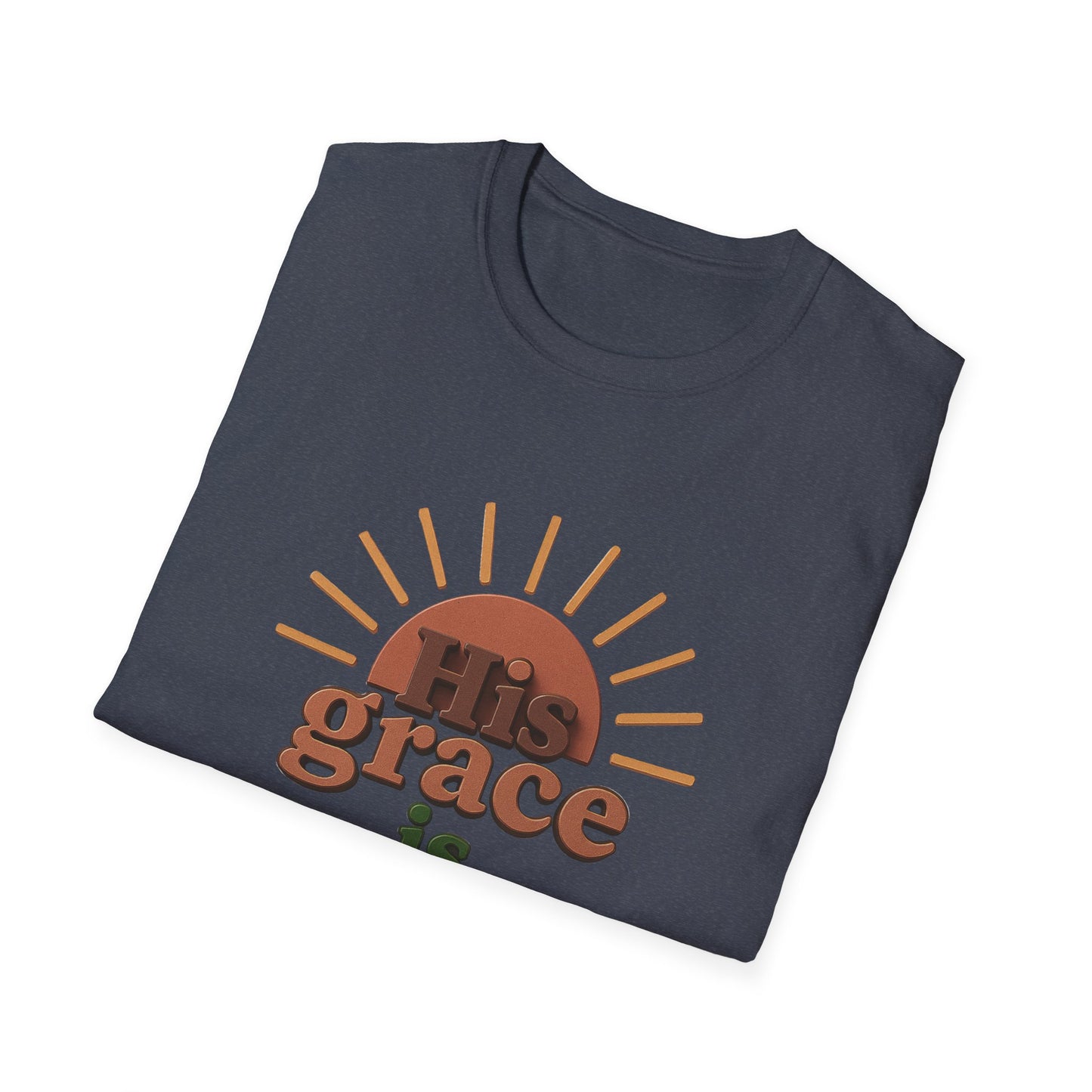 Inspirational Quote T-Shirt: 'His Grace is Sufficient' Unisex Softstyle Tee
