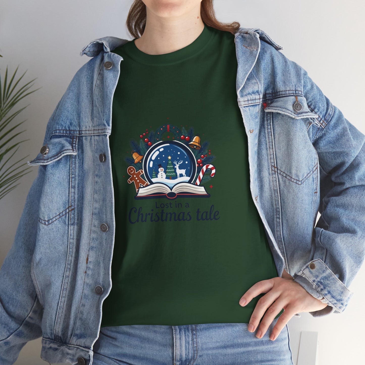Christmas Tee — "Lost in a Christmas Tale" Snow Globe Graphic Shirt