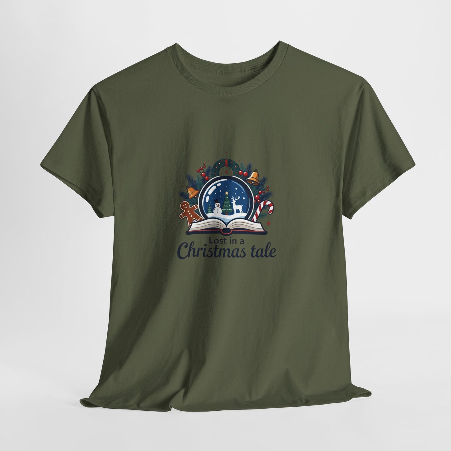 Christmas Tee — "Lost in a Christmas Tale" Snow Globe Graphic Shirt