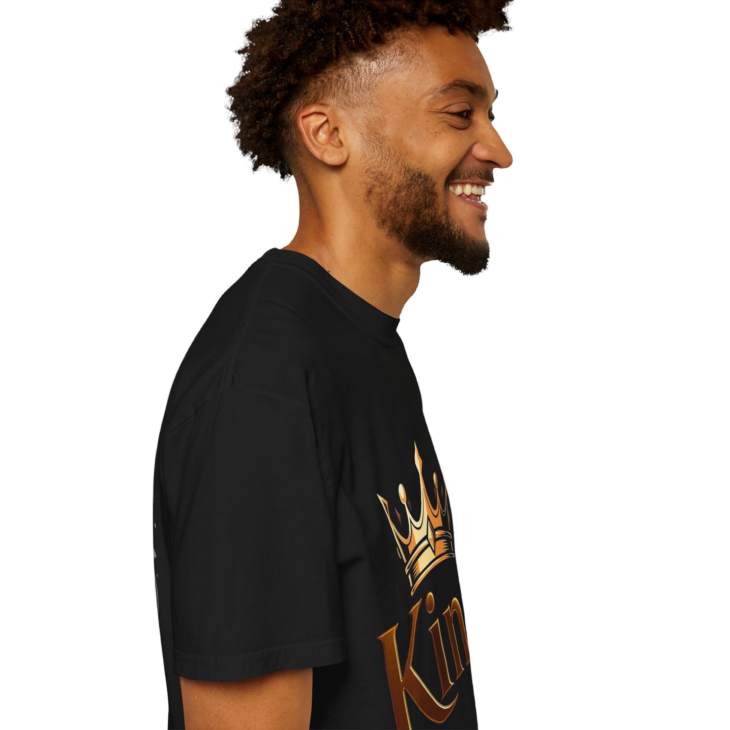 King Crown T-Shirt — Metallic Gold 'King' Graphic Tee