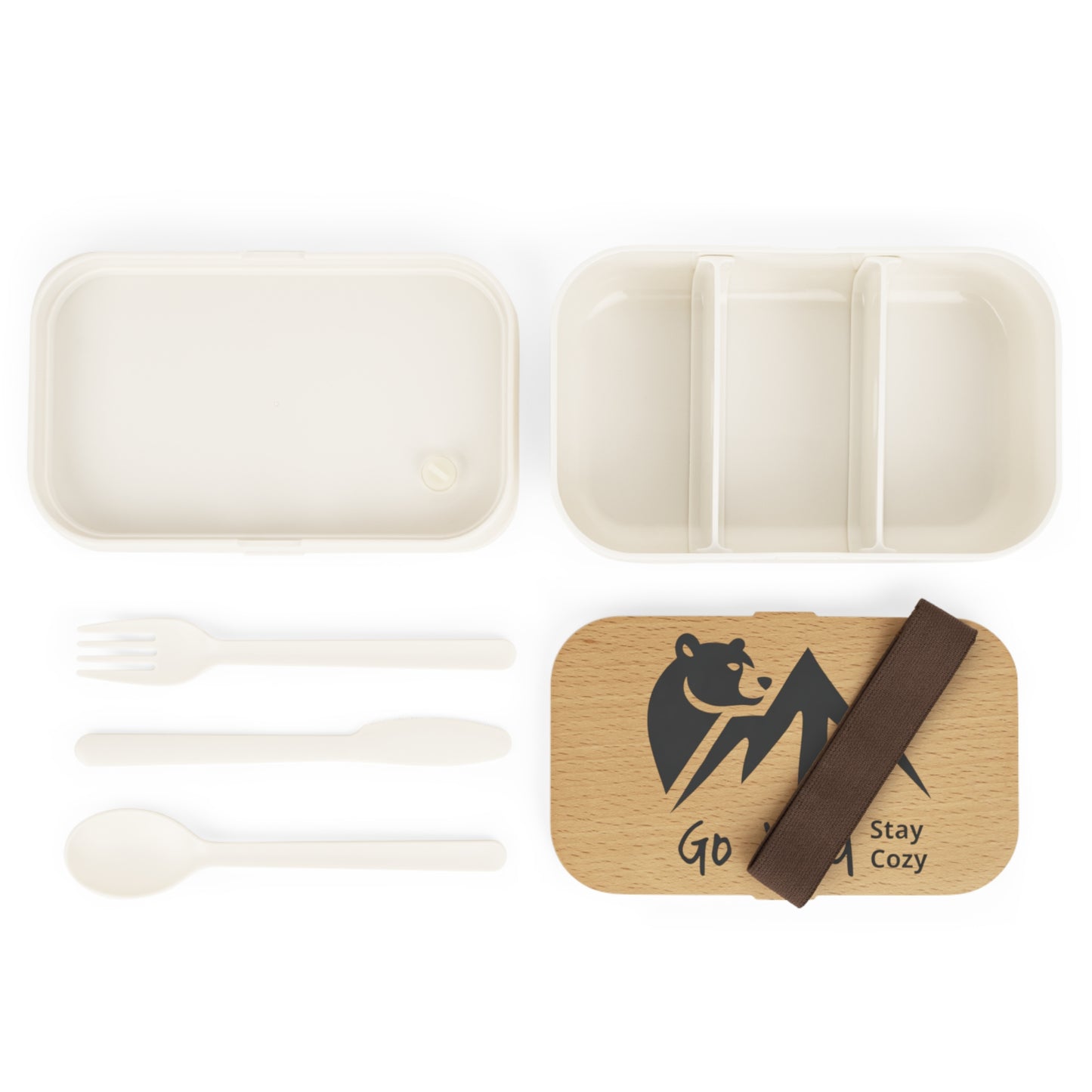 Bento Lunch Box - 'Go Wild Stay Cozy' Bear & Mountain Eco Lunchbox