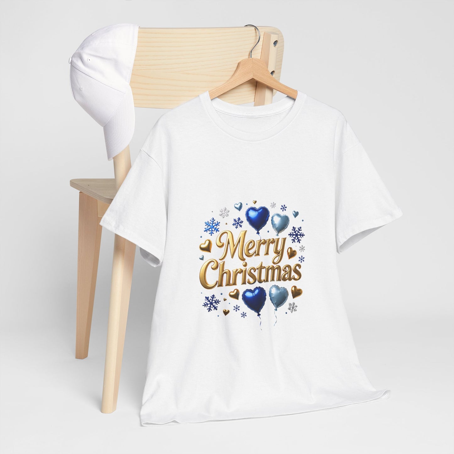 Merry Christmas Blue Hearts T-Shirt