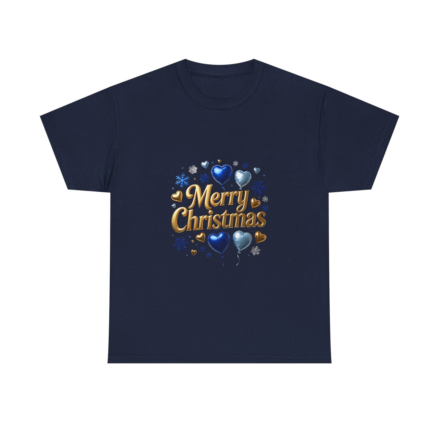 Merry Christmas Blue Hearts T-Shirt