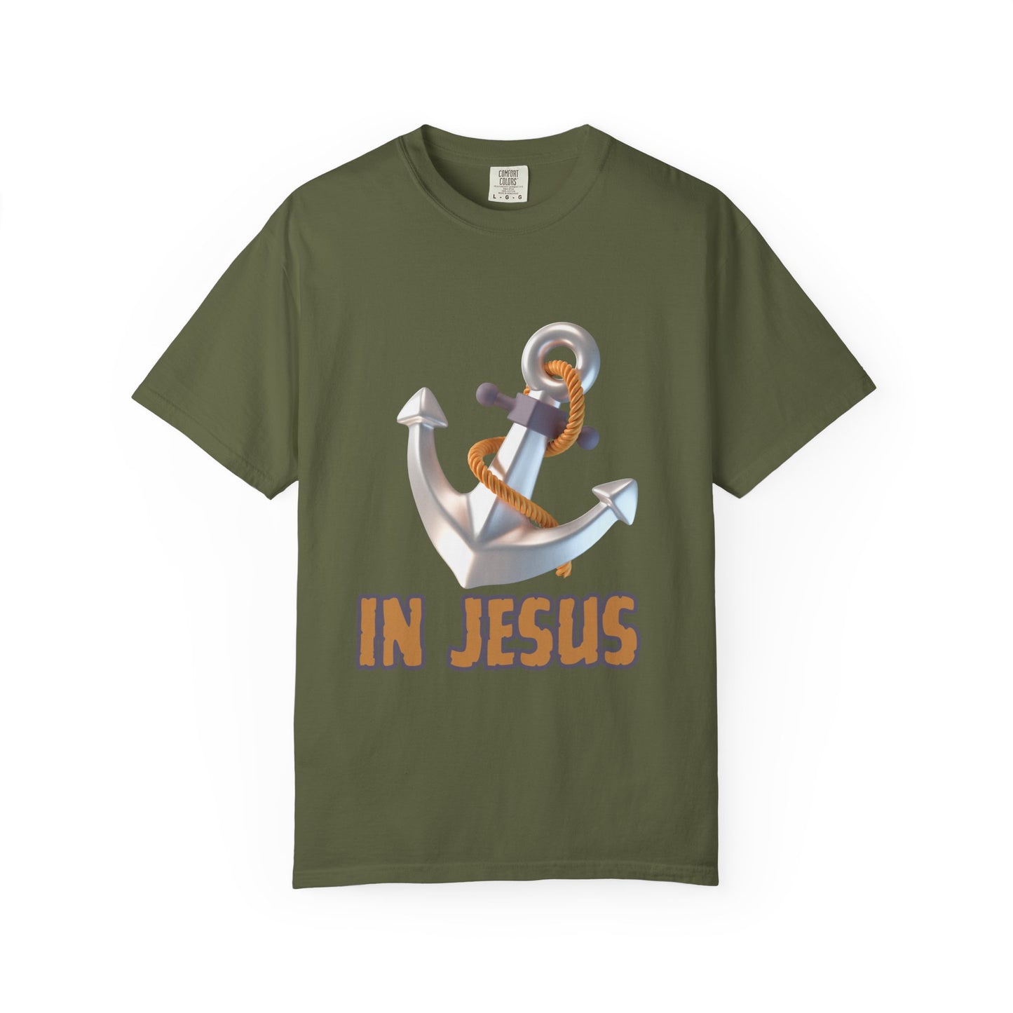 Faith-Inspired Unisex Garment-Dyed T-Shirt | 'In Jesus' Anchor Design