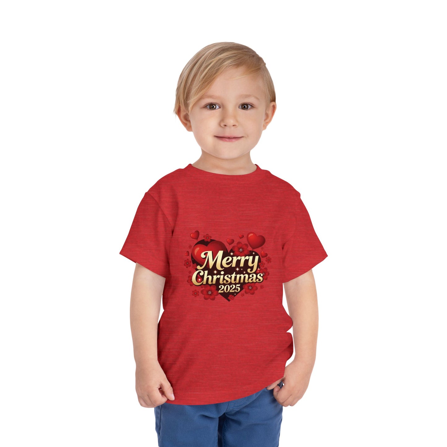 Toddler Tee — "Merry Christmas 2025" Heart Holiday Shirt