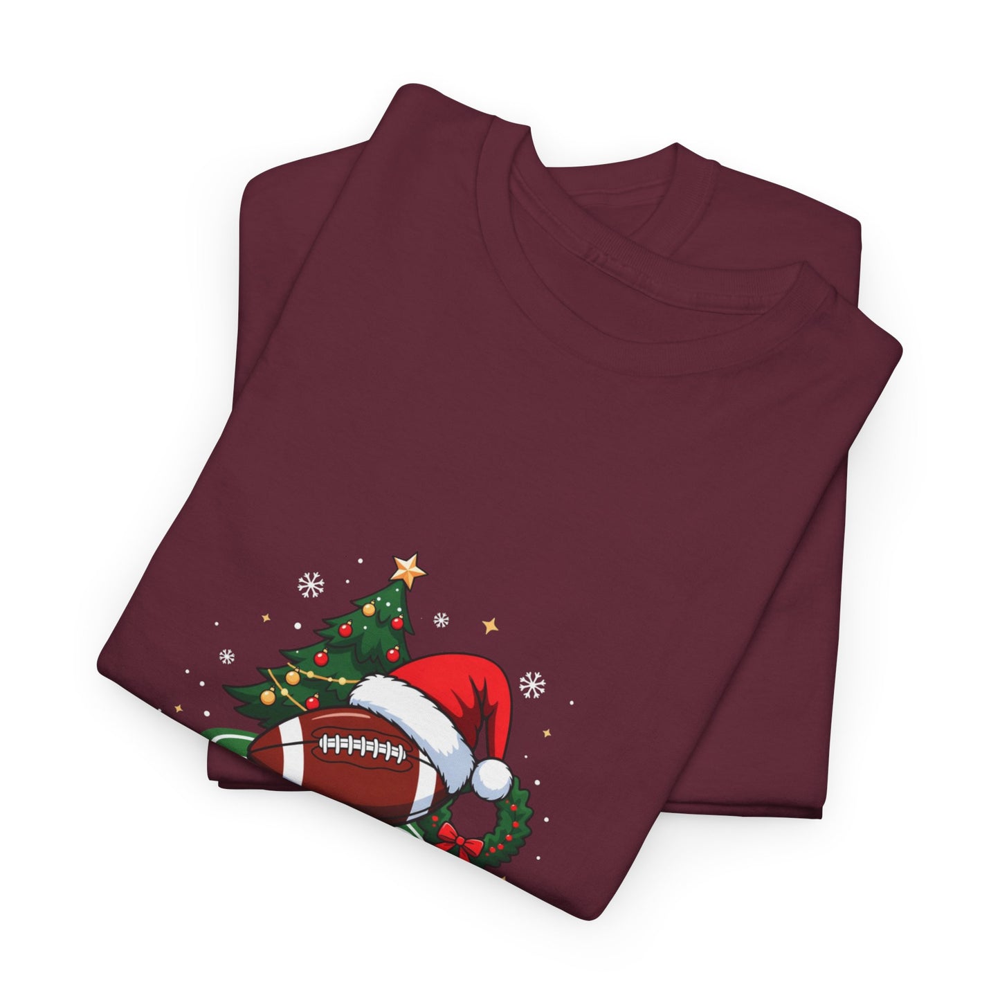 Christmas Football T-Shirt — "Spirits are bright, especially after that win" Holiday Tee