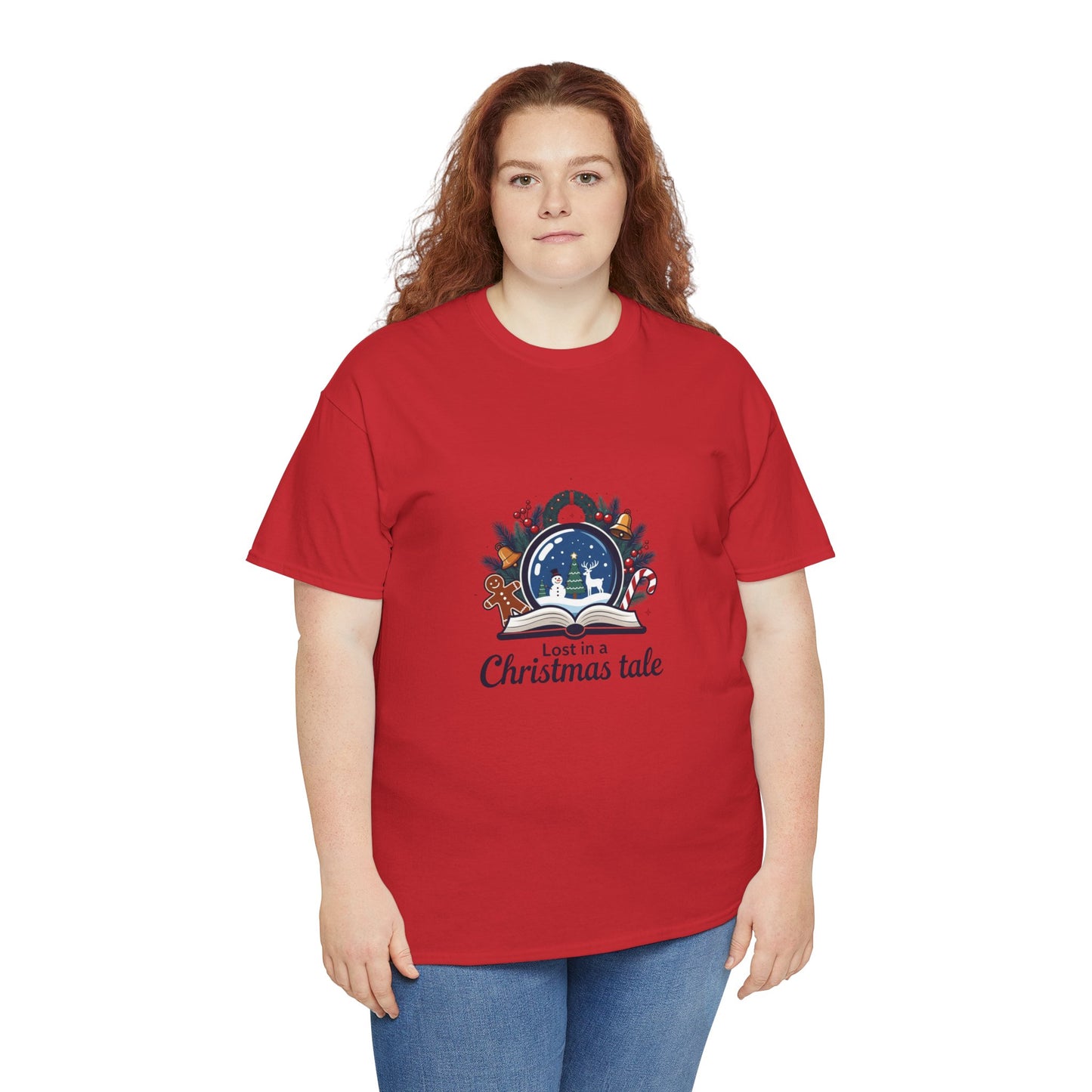 Christmas Tee — "Lost in a Christmas Tale" Snow Globe Graphic Shirt