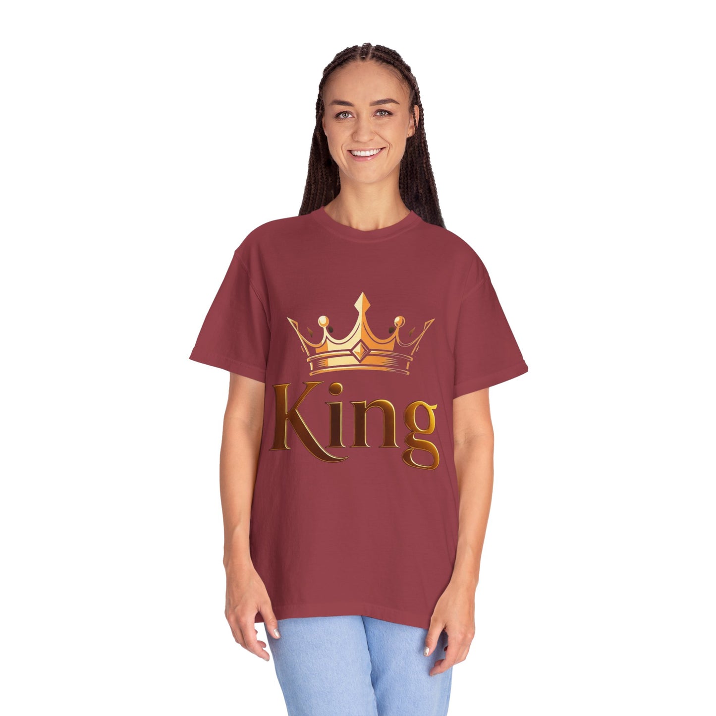 King Crown T-Shirt — Metallic Gold 'King' Graphic Tee