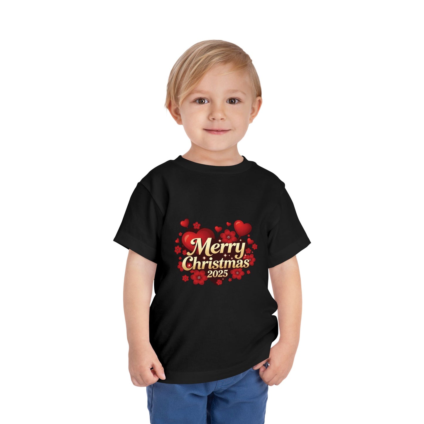 Toddler Tee — "Merry Christmas 2025" Heart Holiday Shirt