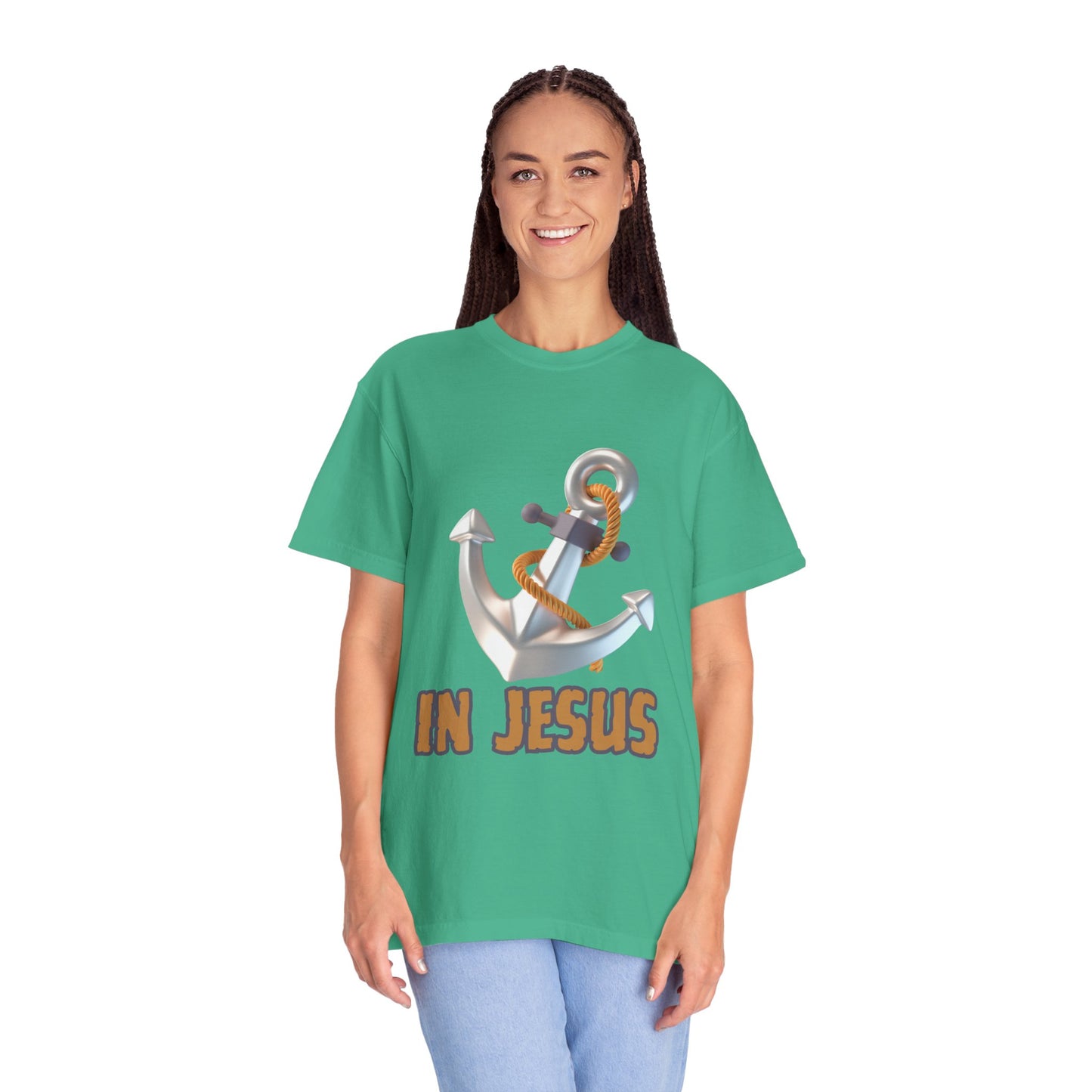Faith-Inspired Unisex Garment-Dyed T-Shirt | 'In Jesus' Anchor Design