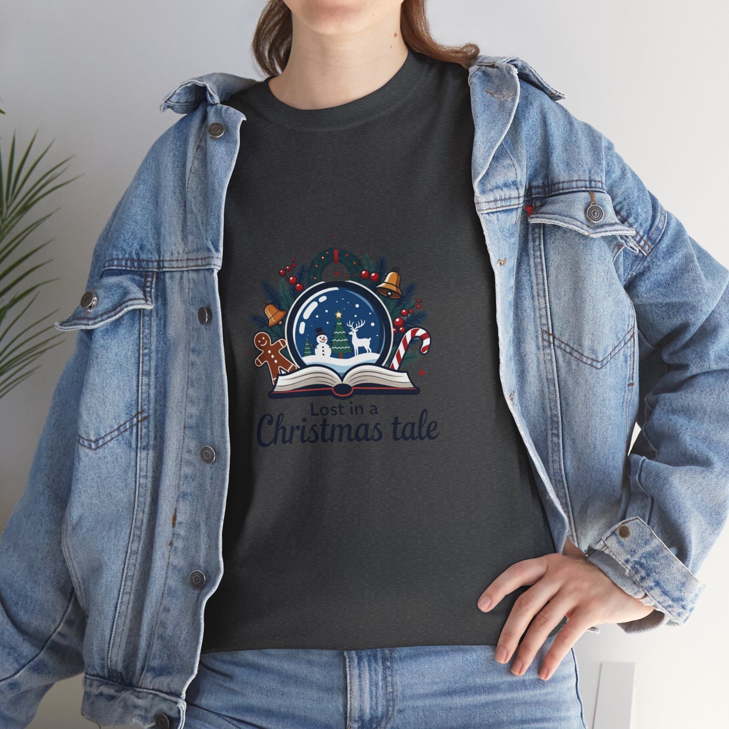 Christmas Tee — "Lost in a Christmas Tale" Snow Globe Graphic Shirt