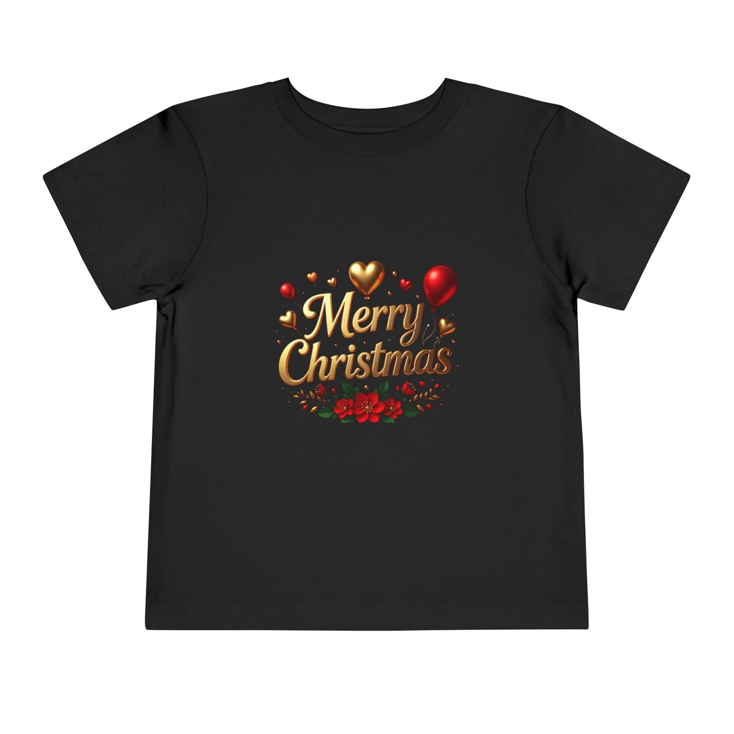Merry Christmas Toddler Tee — Festive Gold Script Holiday Shirt