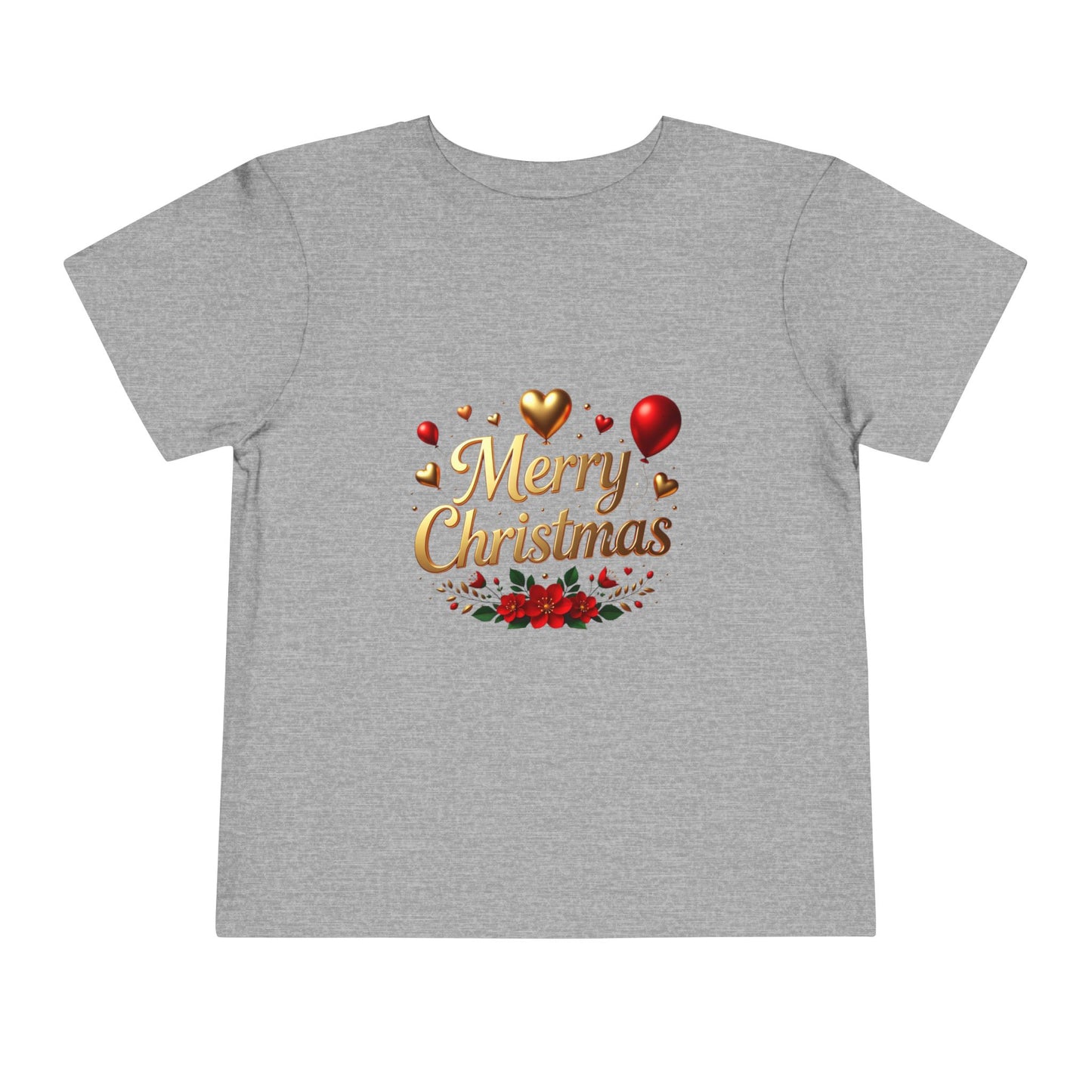 Merry Christmas Toddler Tee — Festive Gold Script Holiday Shirt