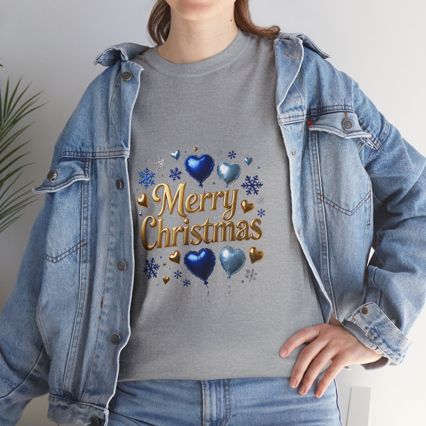Merry Christmas Blue Hearts T-Shirt
