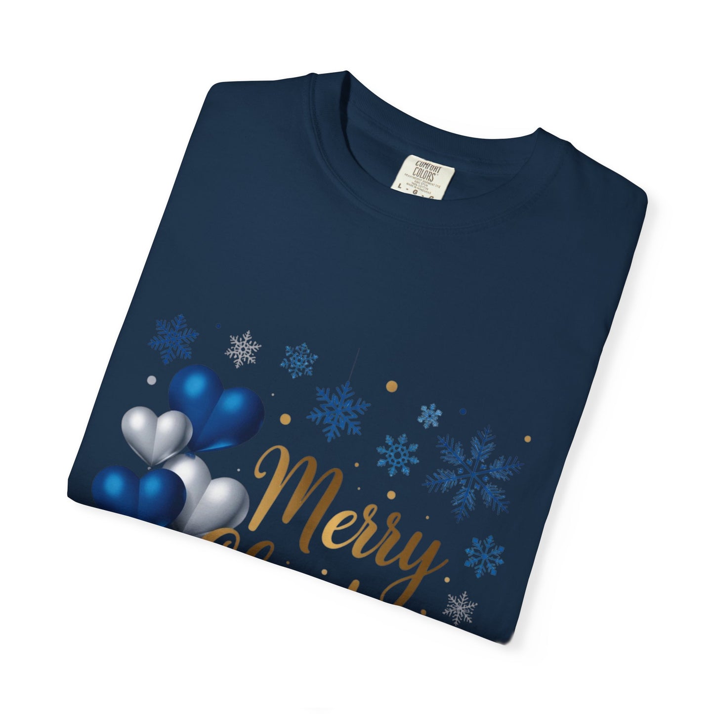 Christmas 2025 T-Shirt – "Merry Christmas 2025" Blue Heart Snowflake Holiday Tee