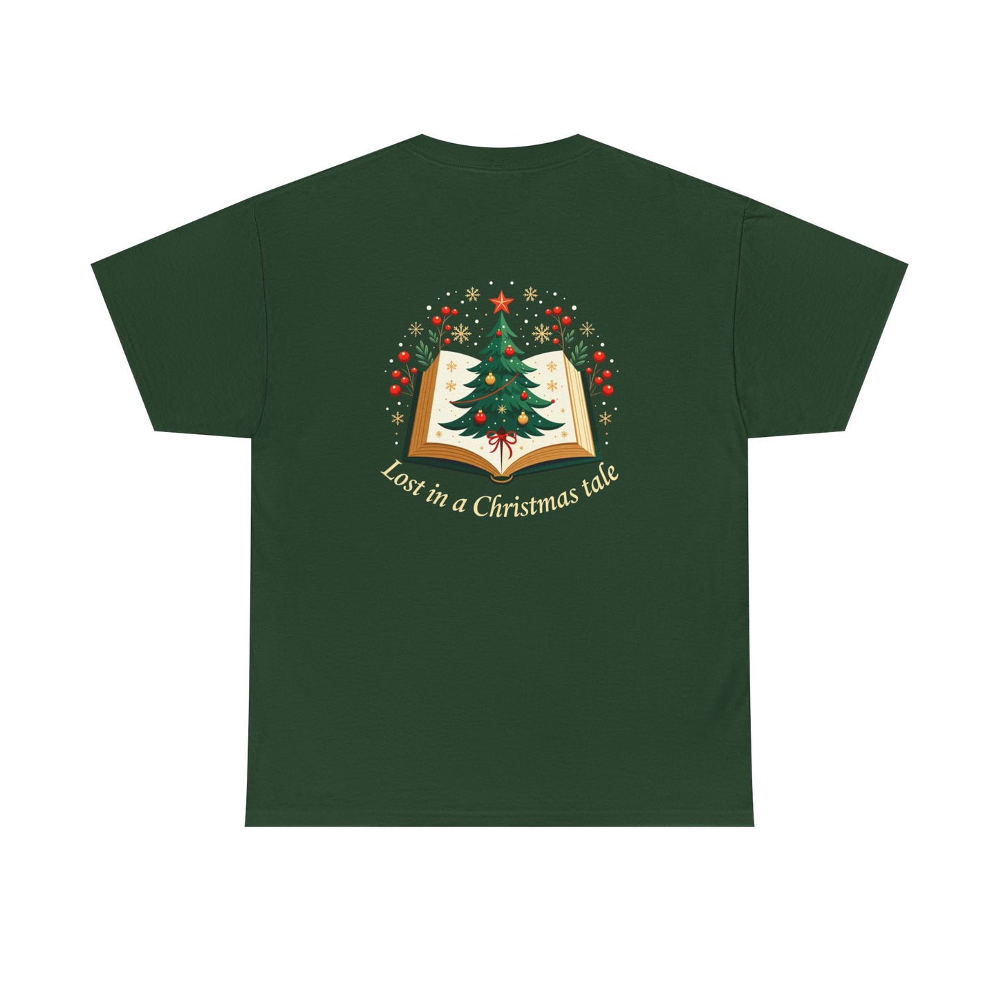Christmas Tale T-Shirt — "Lost in a Christmas Tale" Illustrated Tree Book Tee