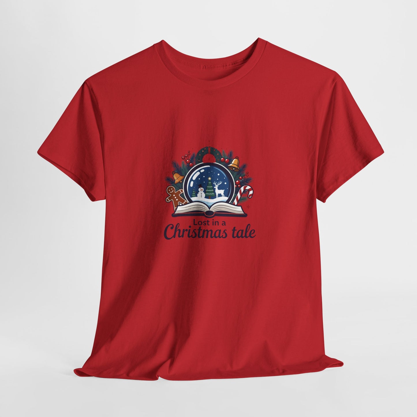Christmas Tee — "Lost in a Christmas Tale" Snow Globe Graphic Shirt