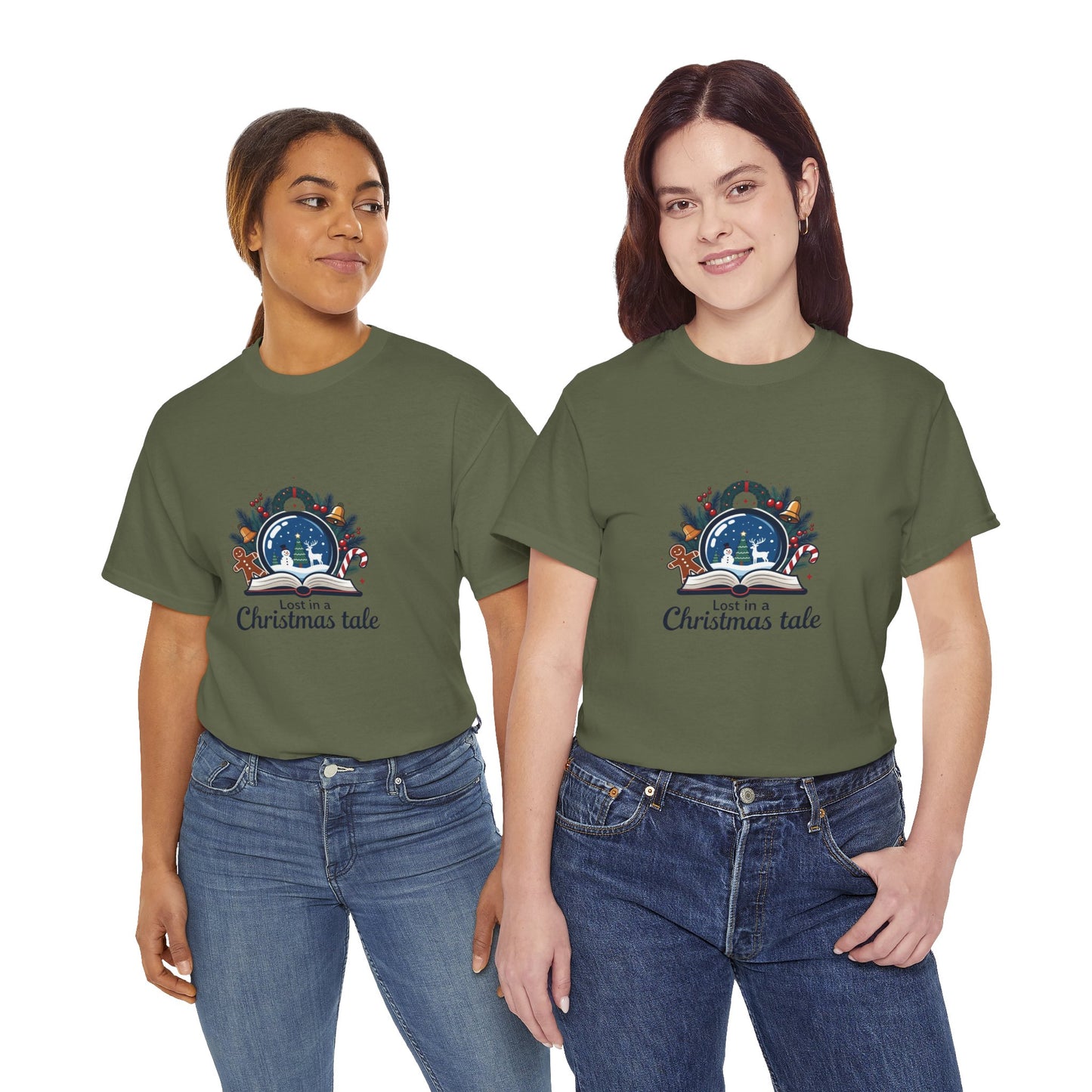 Christmas Tee — "Lost in a Christmas Tale" Snow Globe Graphic Shirt