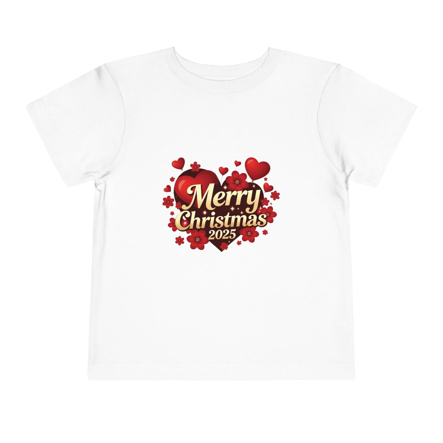 Toddler Tee — "Merry Christmas 2025" Heart Holiday Shirt