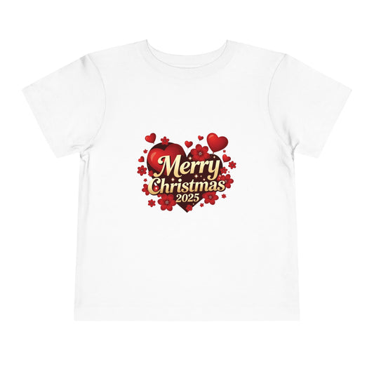 Toddler Tee — "Merry Christmas 2025" Heart Holiday Shirt