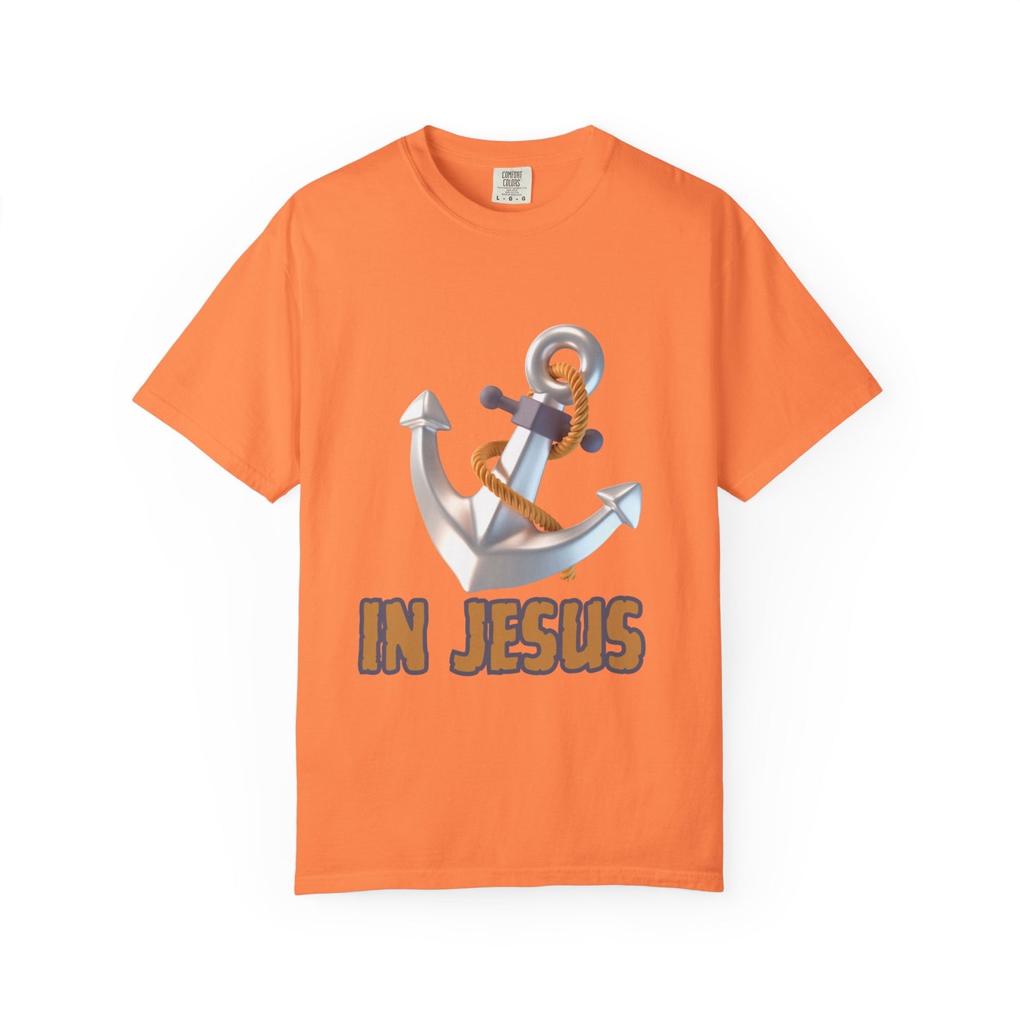 Faith-Inspired Unisex Garment-Dyed T-Shirt | 'In Jesus' Anchor Design