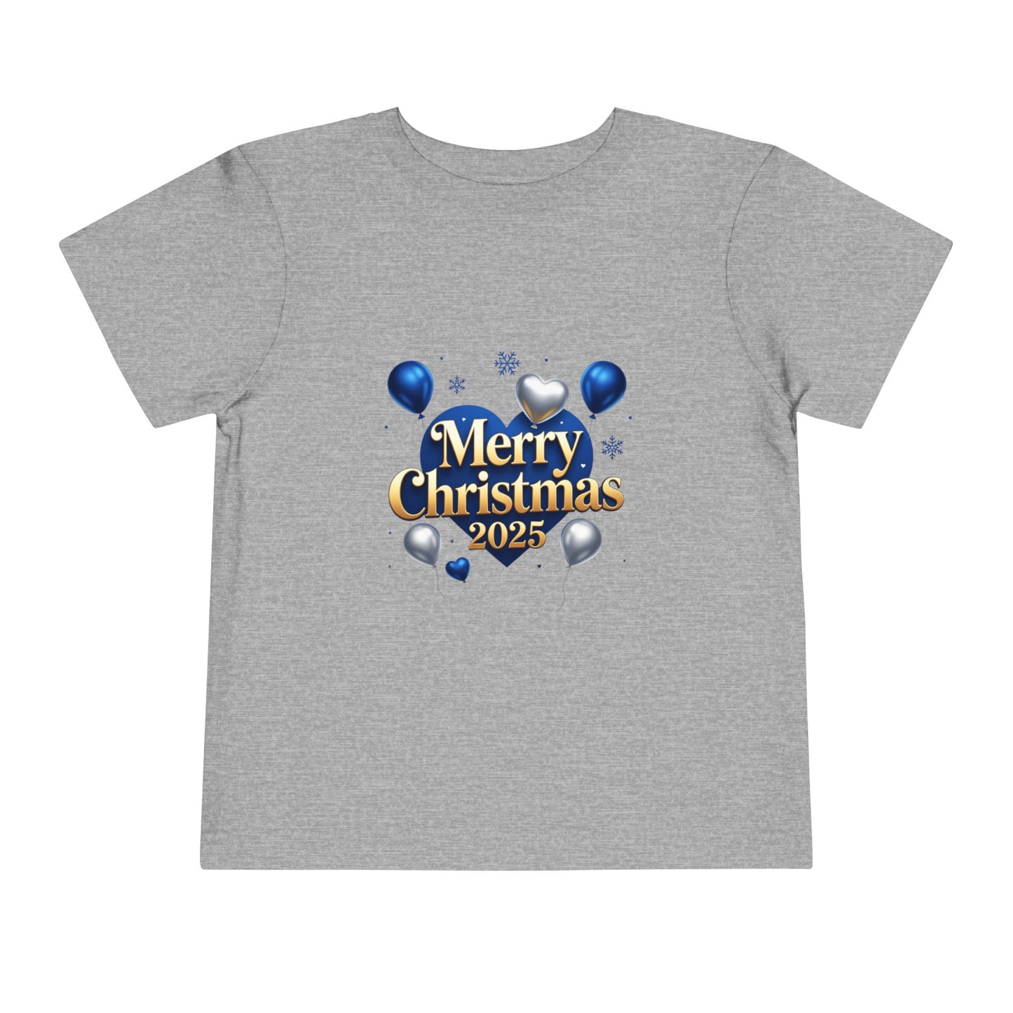 Toddler Tee — Merry Christmas 2025 Blue & Silver Balloon Design