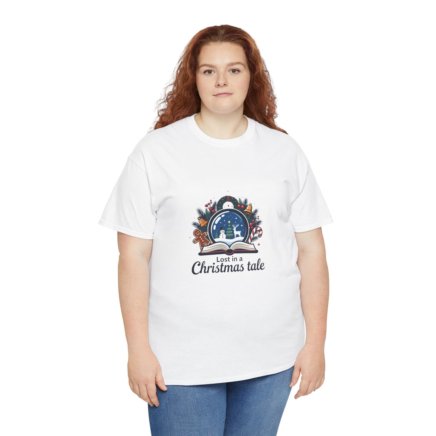 Christmas Tee — "Lost in a Christmas Tale" Snow Globe Graphic Shirt