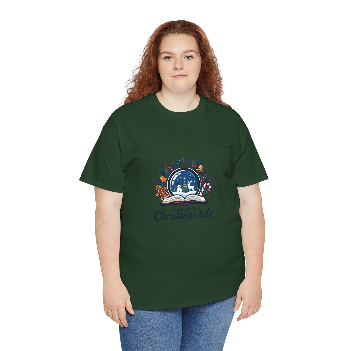 Christmas Tee — "Lost in a Christmas Tale" Snow Globe Graphic Shirt