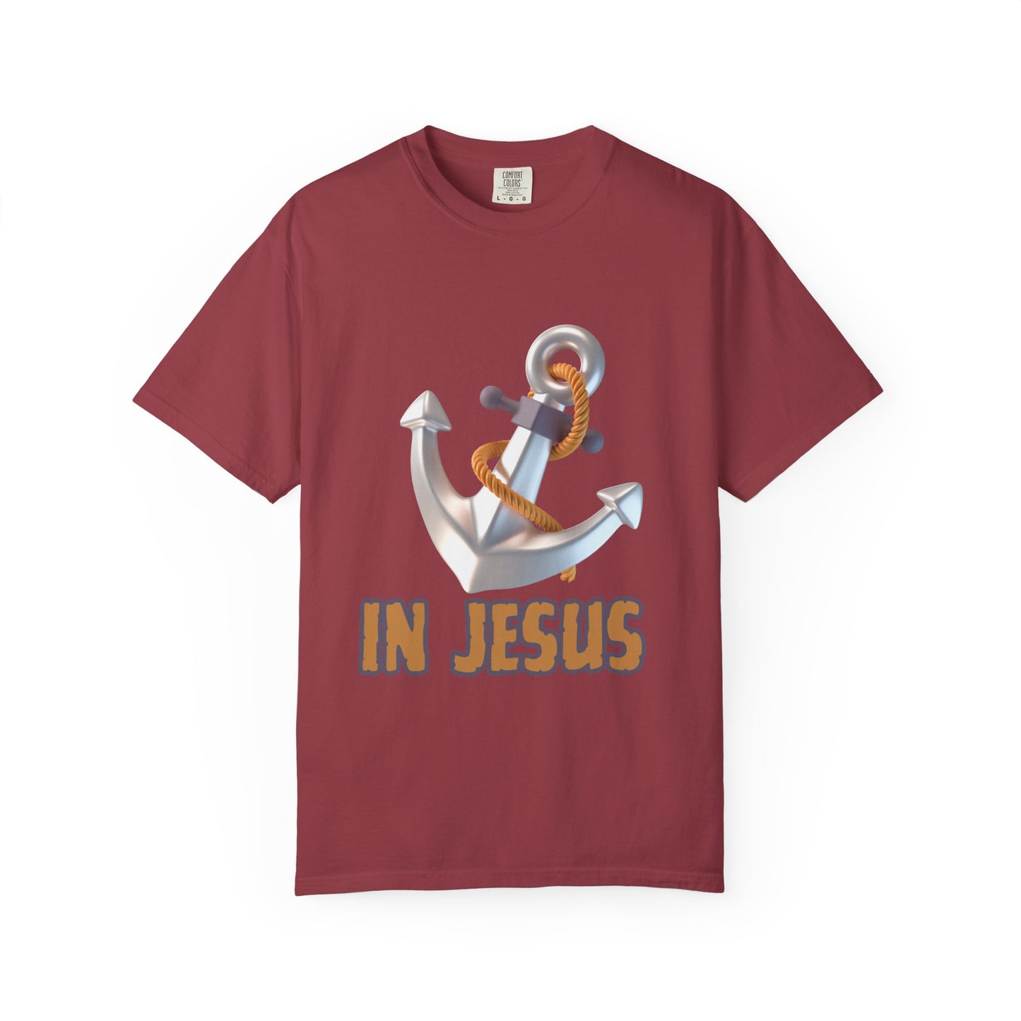 Faith-Inspired Unisex Garment-Dyed T-Shirt | 'In Jesus' Anchor Design