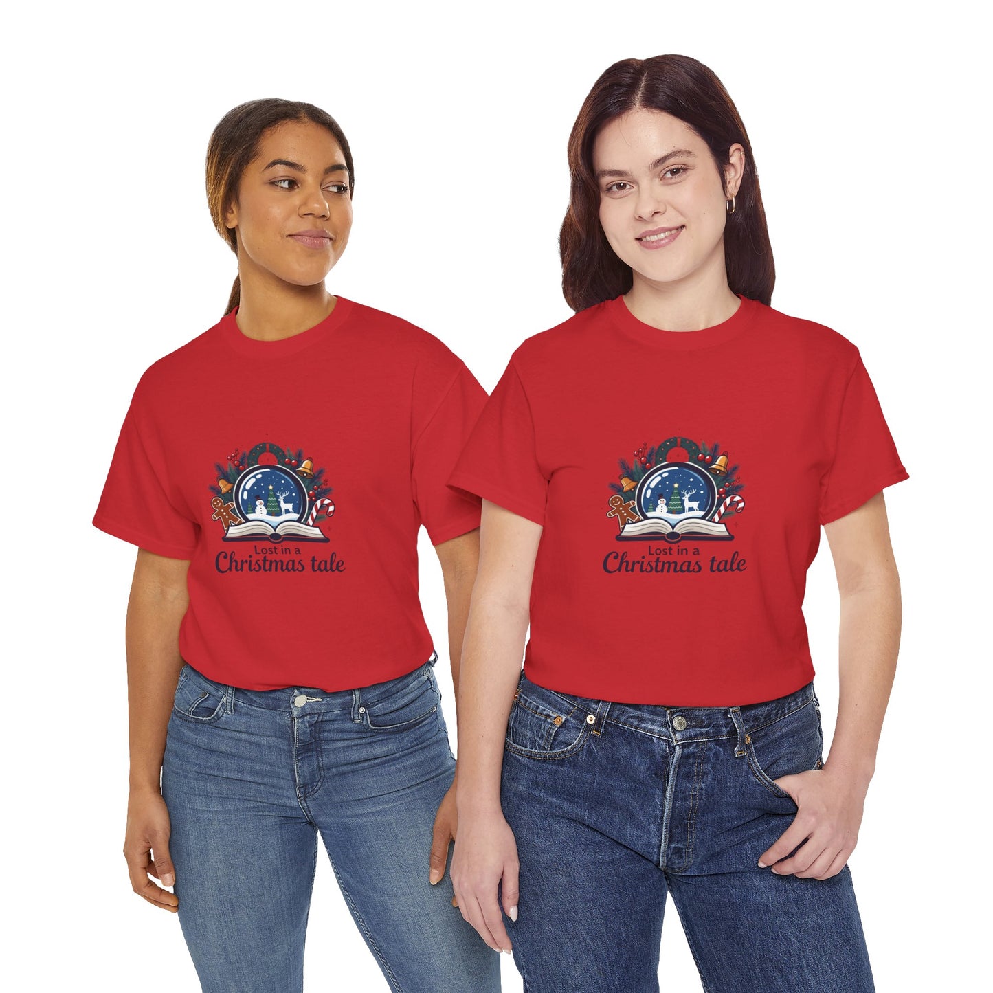 Christmas Tee — "Lost in a Christmas Tale" Snow Globe Graphic Shirt