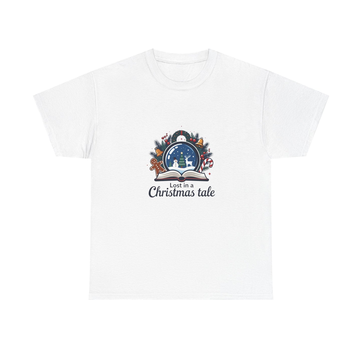 Christmas Tee — "Lost in a Christmas Tale" Snow Globe Graphic Shirt