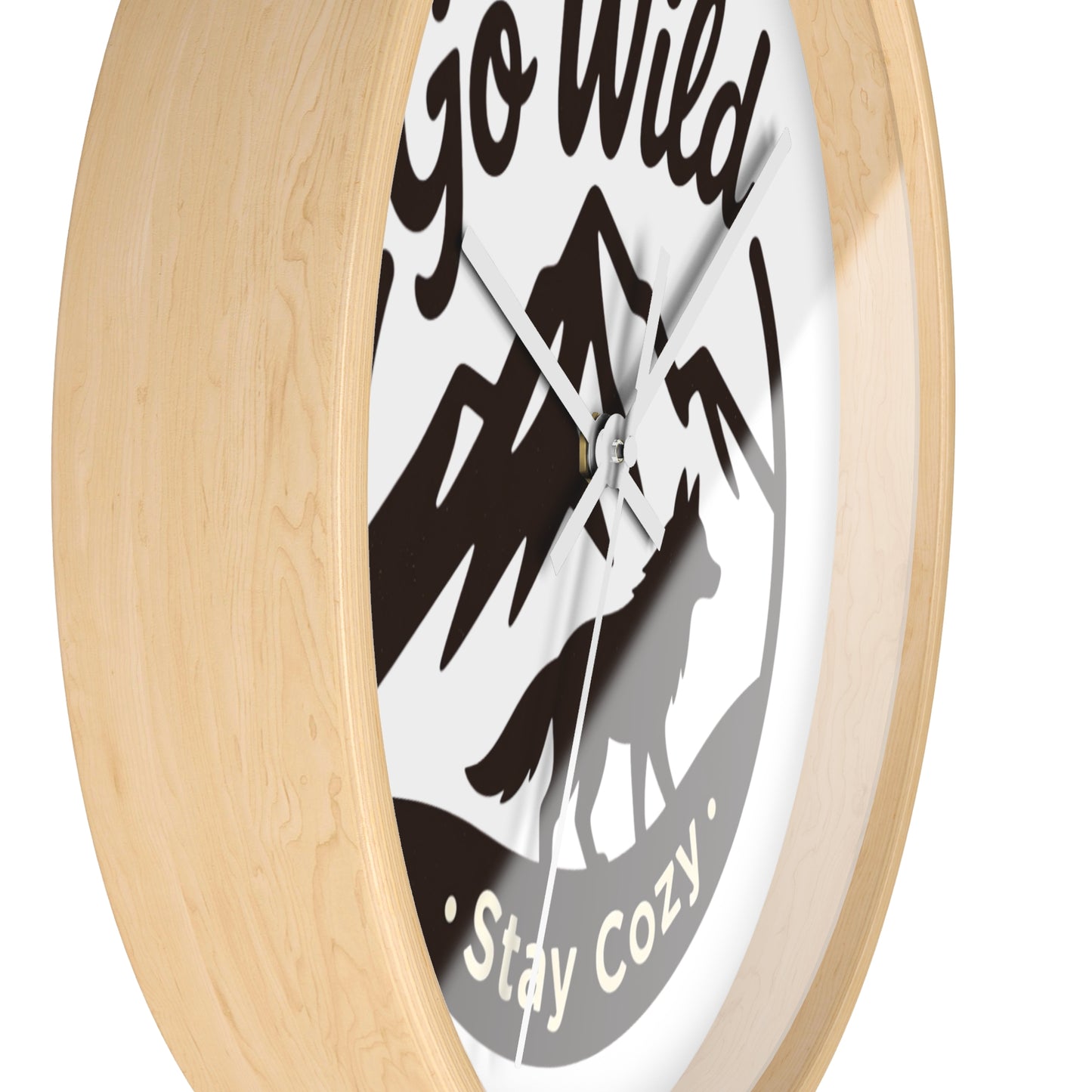 Go Wild Stay Cozy Wall Clock — Rustic Mountain Fox Decor